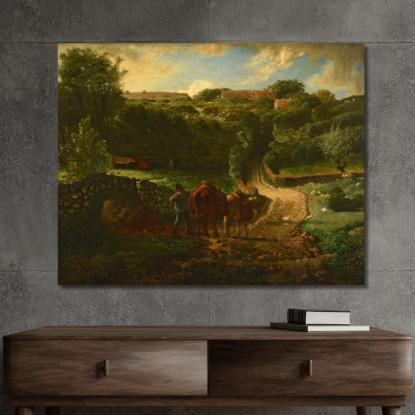 Hameau Cugino A Gréville Jean-François Millet jfm21 quadro stampato su tela
