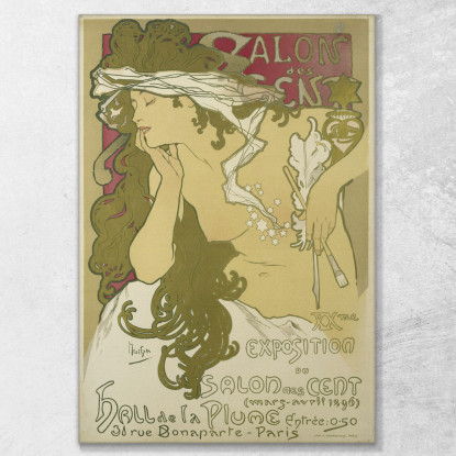 Salon Des Cent 20A Mostra Del Salon Des Cent Alphonse Mucha amu105 quadro stampato su tela