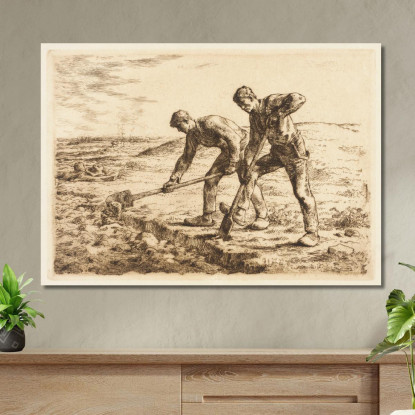 Gli Scavatori Jean-François Millet jfm32 quadro stampato su tela