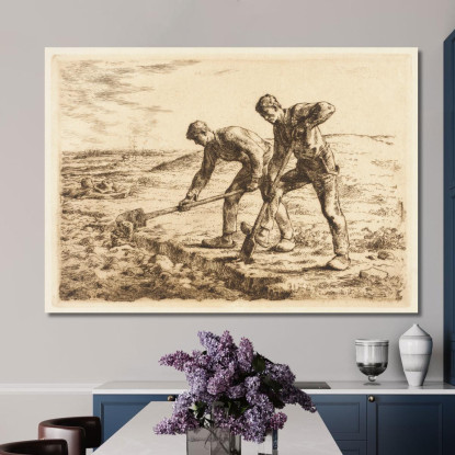 Gli Scavatori Jean-François Millet jfm32 quadro stampato su tela