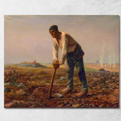 L'Uomo Con La Zappa Jean-François Millet jfm37 quadro stampato su tela