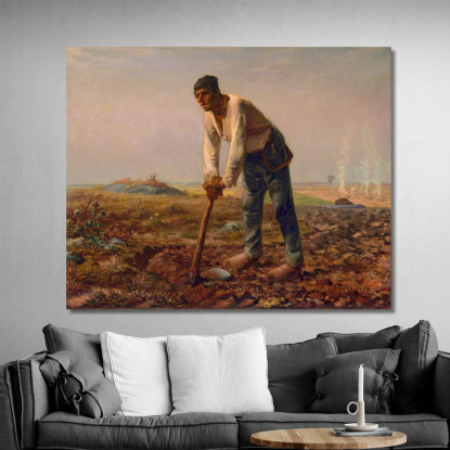 L'Uomo Con La Zappa Jean-François Millet jfm37 quadro stampato su tela