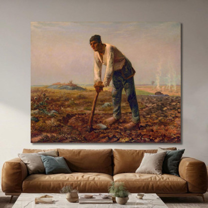 L'Uomo Con La Zappa Jean-François Millet jfm37 quadro stampato su tela