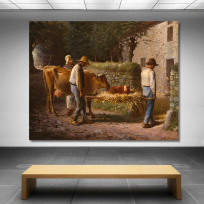 I Contadini Portano A Casa Un Vitello Nato Nei Campi Jean-François Millet jfm45 quadro stampato su tela