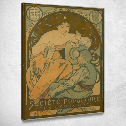 Società Popolare Di Belle Arti Alphonse Mucha amu108 quadro stampato su tela