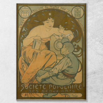 Società Popolare Di Belle Arti Alphonse Mucha amu108 quadro stampato su tela