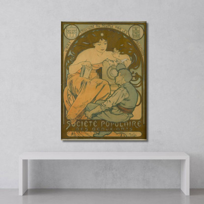 Società Popolare Di Belle Arti Alphonse Mucha amu108 quadro stampato su tela