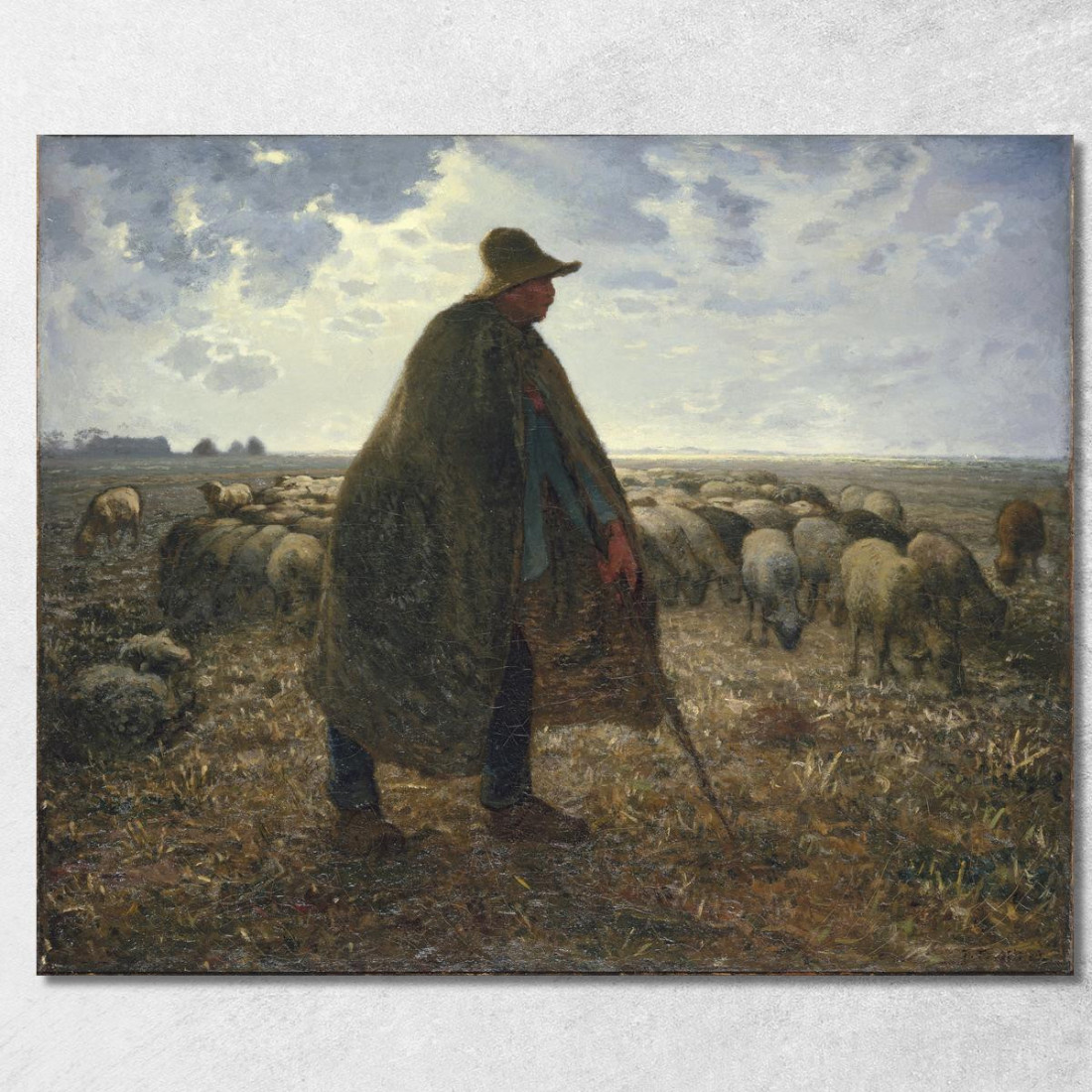 Pastore Che Si Prende Cura Del Suo Gregge Jean-François Millet jfm61 quadro stampato su tela