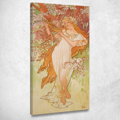 Stagione Dei Quattro Primaverili Alphonse Mucha amu110 quadro stampato su tela