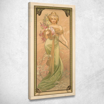 Primavera Alphonse Mucha amu111 quadro stampato su tela