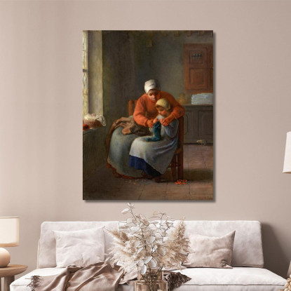 La Lezione Di Lavoro A Maglia 2 Jean-François Millet jfm70 quadro stampato su tela