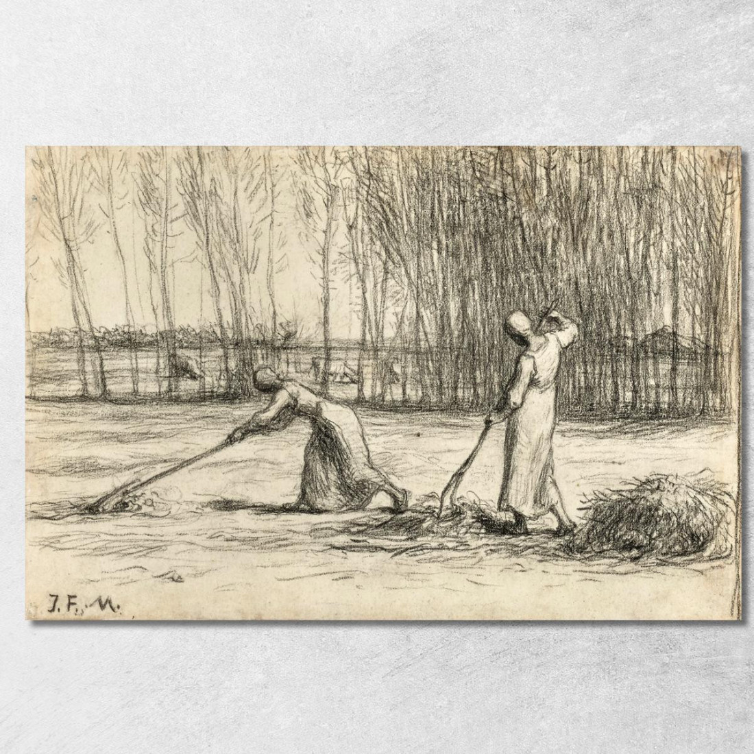 Due Donne Che Lavorano Il Fieno Jean-François Millet jfm85 quadro stampato su tela