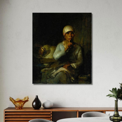 Il Silenzio Della Donna E Del Bambino Jean-François Millet jfm87 quadro stampato su tela