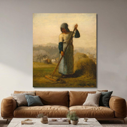 Donna Con Un Rastrello Jean-François Millet jfm91 quadro stampato su tela