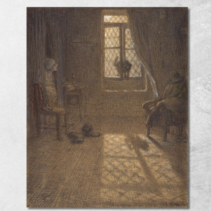 Il Gatto Alla Finestra Jean-François Millet jfm96 quadro stampato su tela