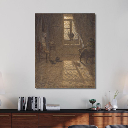 Il Gatto Alla Finestra Jean-François Millet jfm96 quadro stampato su tela
