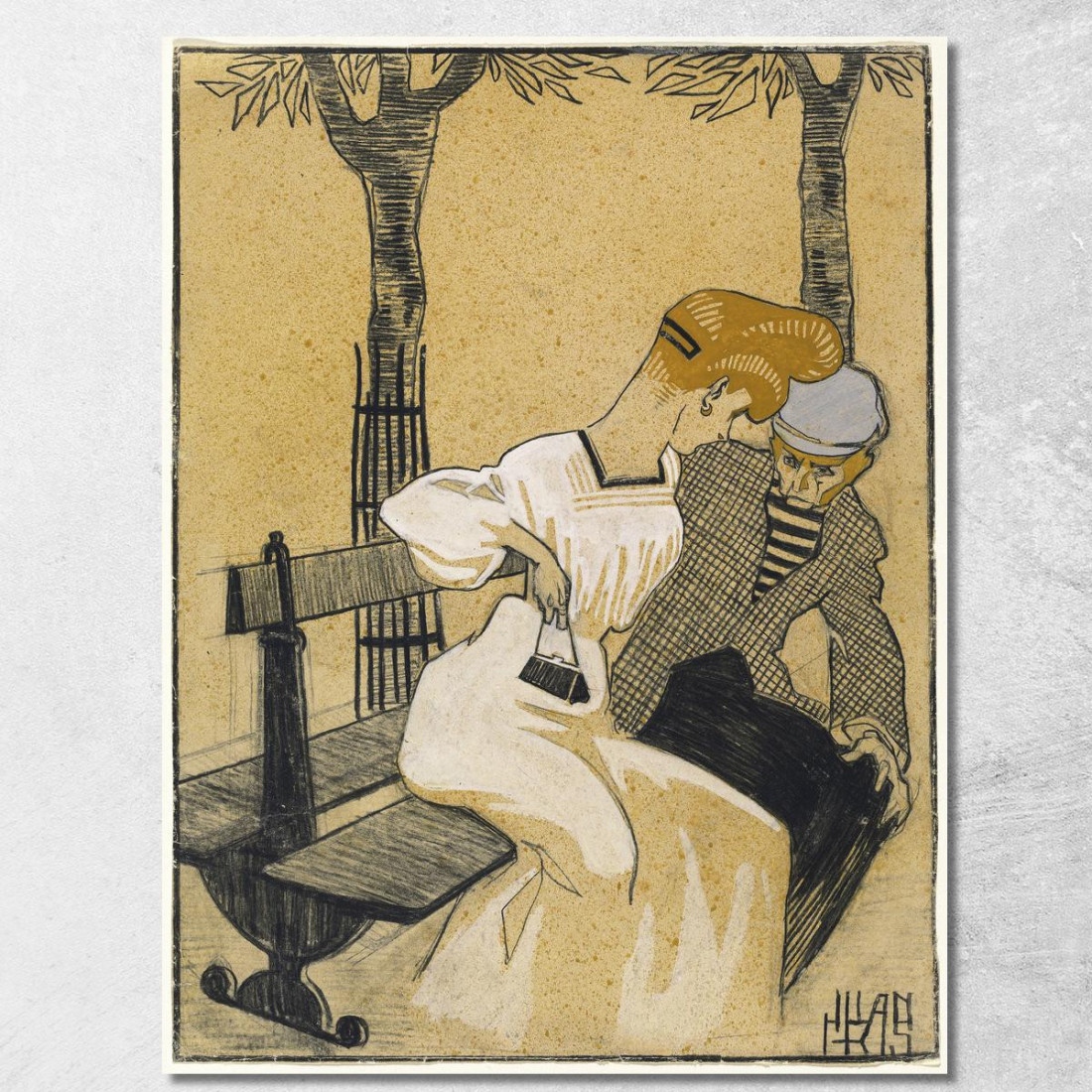 Uomo E Donna Sulla Panchina Juan Gris jgr52 quadro stampato su tela