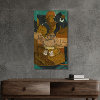 Tabacco Di Giornale E Bottiglia Di Vino Rosato Juan Gris jgr64 quadro stampato su tela
