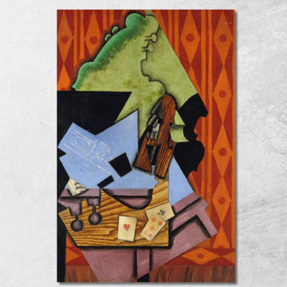 Violino E Carte Da Gioco Su Un Tavolo Juan Gris jgr77 quadro stampato su tela