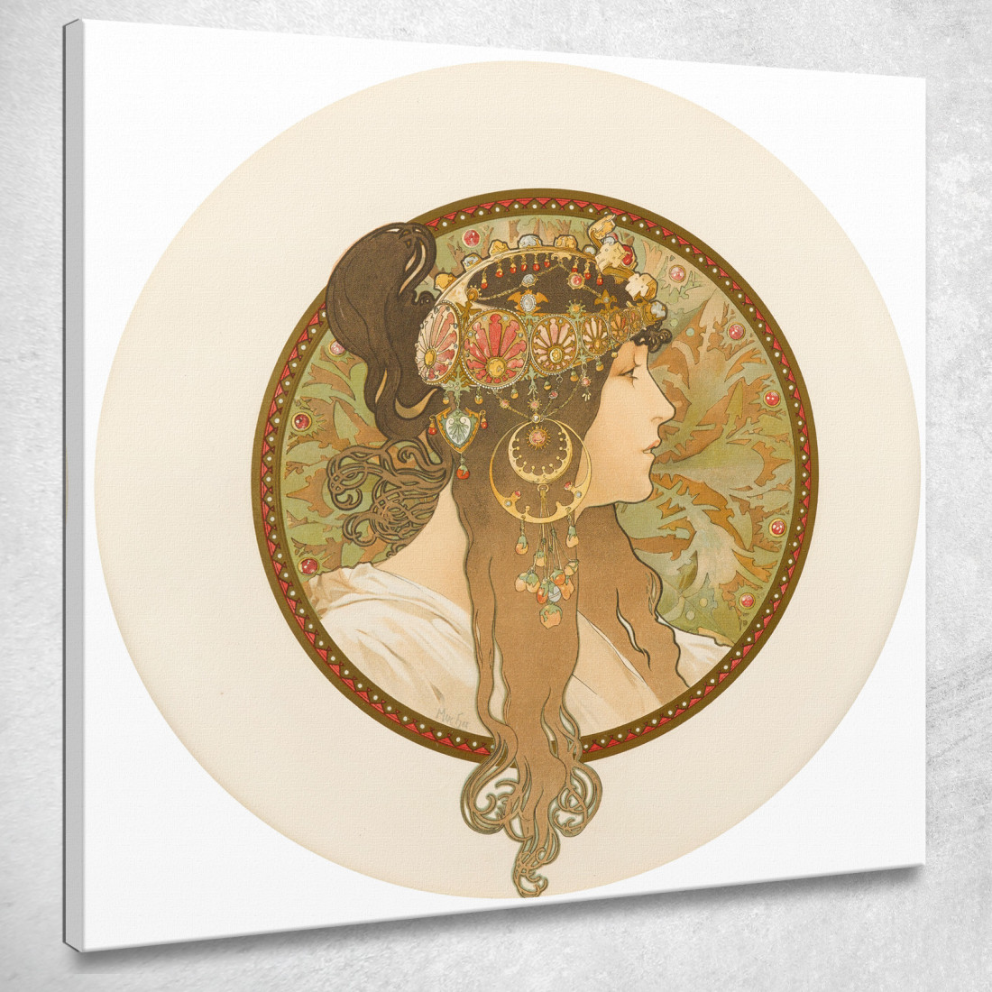 Teste Bizantine Castane Alphonse Mucha amu124 quadro stampato su tela