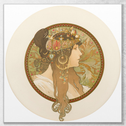 Teste Bizantine Castane Alphonse Mucha amu124 quadro stampato su tela