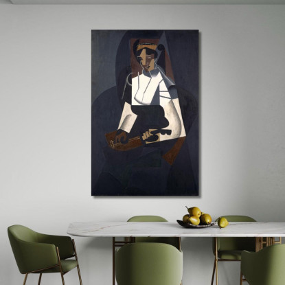 Donna Con Mandolino Juan Gris jgr80 quadro stampato su tela