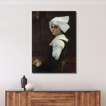 Ragazza Bretone Pascal Dagnan Bouveret pdb7 quadro stampato su tela