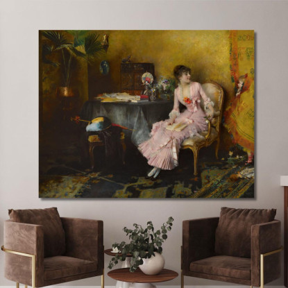 Giovane Donna In Rosa Con Il Suo Bambino Pascal Dagnan Bouveret pdb14 quadro stampato su tela