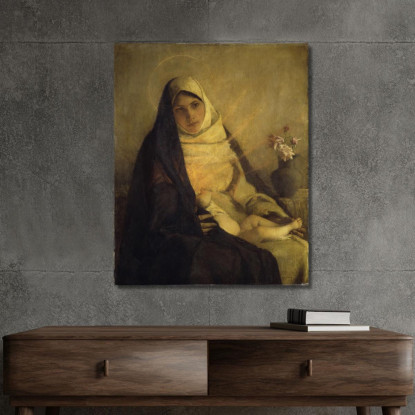 Madonna Della Rosa Pascal Dagnan Bouveret pdb18 quadro stampato su tela