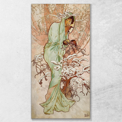 Stagione Invernale Dei Quattro Alphonse Mucha amu138 quadro stampato su tela