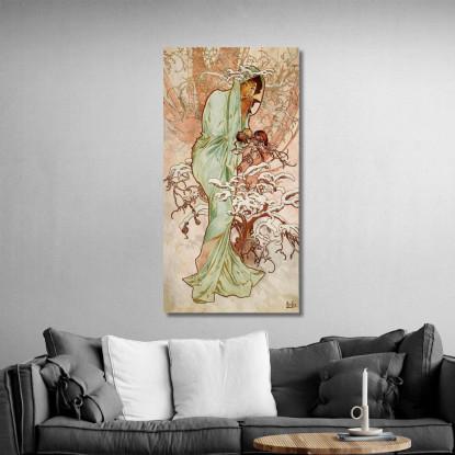 Stagione Invernale Dei Quattro Alphonse Mucha amu138 quadro stampato su tela