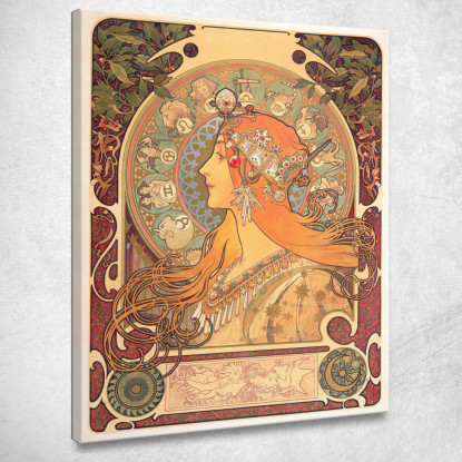 Zodiaco 1869 Alphonse Mucha amu139 quadro stampato su tela