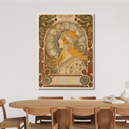 Zodiaco La Piuma Alphonse Mucha amu140 quadro stampato su tela