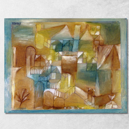 Facciata Marrone-Verde Paul Klee pkl30 quadro stampato su tela