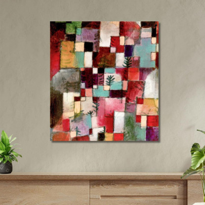 Ritmi Rosso Verde E Giallo Viola Paul Klee pkl73 quadro stampato su tela