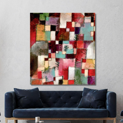 Ritmi Rosso Verde E Giallo Viola Paul Klee pkl73 quadro stampato su tela