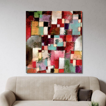Ritmi Rosso Verde E Giallo Viola Paul Klee pkl73 quadro stampato su tela