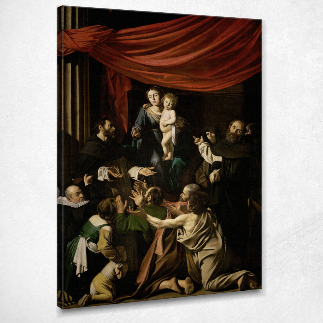 Madonna Del Rosario Caravaggio crv17 quadro stampato su tela