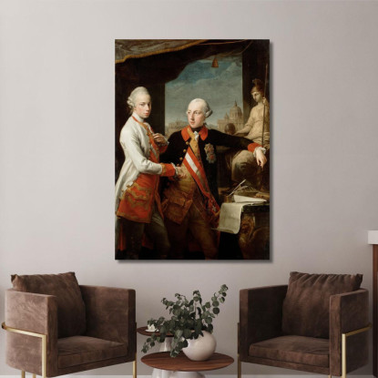 L'Imperatore Giuseppe Ii Con Il Granduca Pietro Leopoldo Di Toscana Pompeo Batoni pbt14 quadro stampato su tela