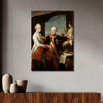 L'Imperatore Giuseppe Ii Con Il Granduca Pietro Leopoldo Di Toscana Pompeo Batoni pbt14 quadro stampato su tela
