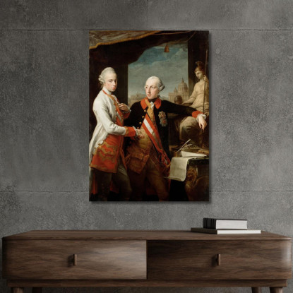 L'Imperatore Giuseppe Ii Con Il Granduca Pietro Leopoldo Di Toscana Pompeo Batoni pbt14 quadro stampato su tela