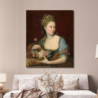 Ritratto Di Dama Nei Panni Di Flora Pompeo Batoni pbt25 quadro stampato su tela