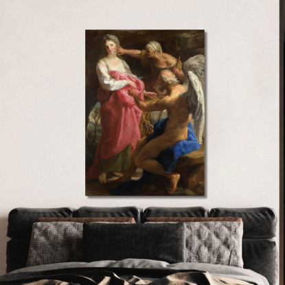 Il Tempo Ordina Alla Vecchiaia Di Distruggere La Bellezza Pompeo Batoni pbt55 quadro stampato su tela