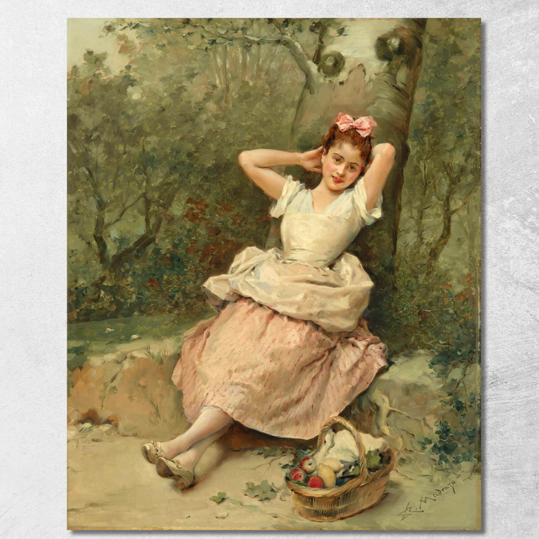 Giovane Ragazza Seduta Ai Piedi Di Un Albero Raimundo de Madrazo y Garreta rmg47 quadro stampato su tela