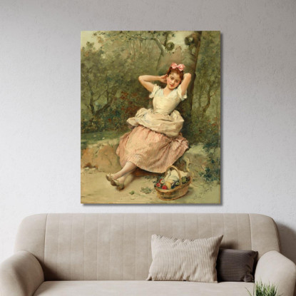 Giovane Ragazza Seduta Ai Piedi Di Un Albero Raimundo de Madrazo y Garreta rmg47 quadro stampato su tela
