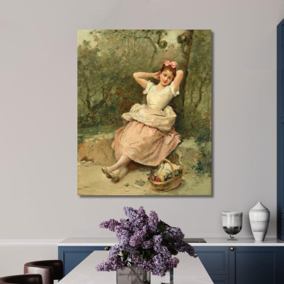 Giovane Ragazza Seduta Ai Piedi Di Un Albero Raimundo de Madrazo y Garreta rmg47 quadro stampato su tela