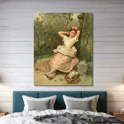 Giovane Ragazza Seduta Ai Piedi Di Un Albero Raimundo de Madrazo y Garreta rmg47 quadro stampato su tela