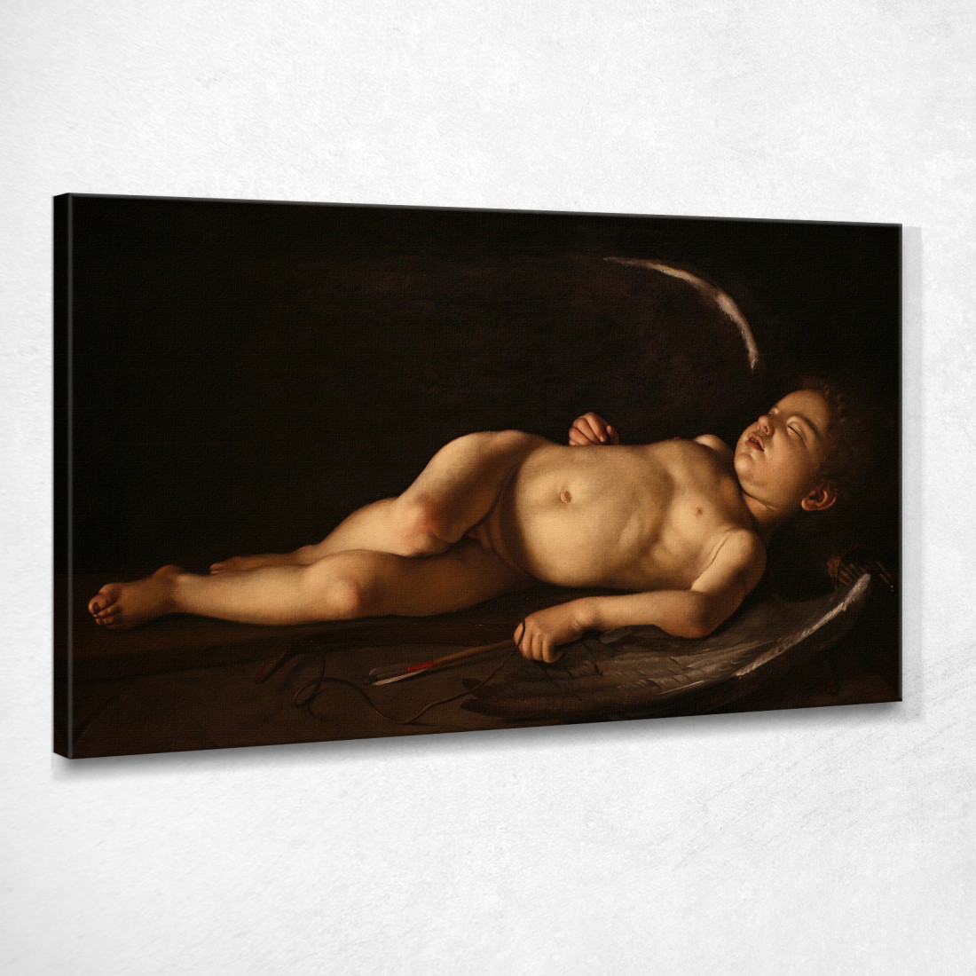 Cupido Addormentato Caravaggio crv36 quadro stampato su tela