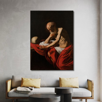 San Girolamo In Meditazione Caravaggio crv37 quadro stampato su tela