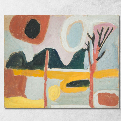 Paesaggio Stilizzato Con Un Albero Sasza Blonder sbl33 quadro stampato su tela